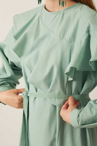 Asymmetric Ruffle Hem Dress Mint - 15