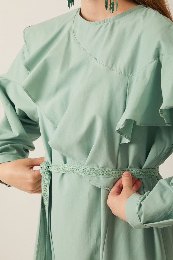 Asymmetric Ruffle Hem Dress Mint - 15