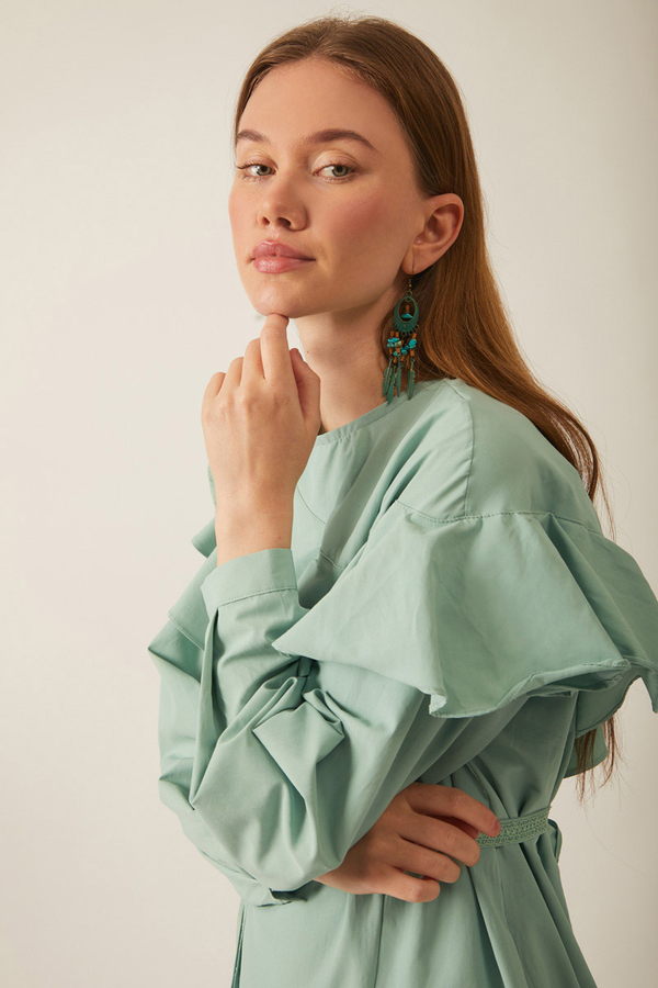 Asymmetric Ruffle Hem Dress Mint - 13