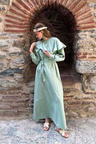 Asymmetric Ruffle Hem Dress Mint - 8