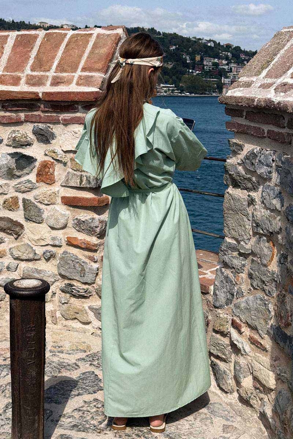 Asymmetric Ruffle Hem Dress Mint - 12