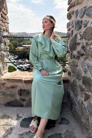 Asymmetric Ruffle Hem Dress Mint - 11