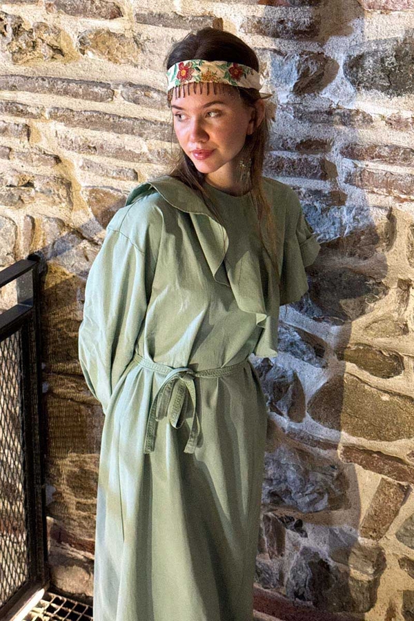 Asymmetric Ruffle Hem Dress Mint - 3