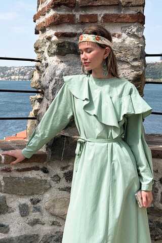 Asymmetric Ruffle Hem Dress Mint - 5