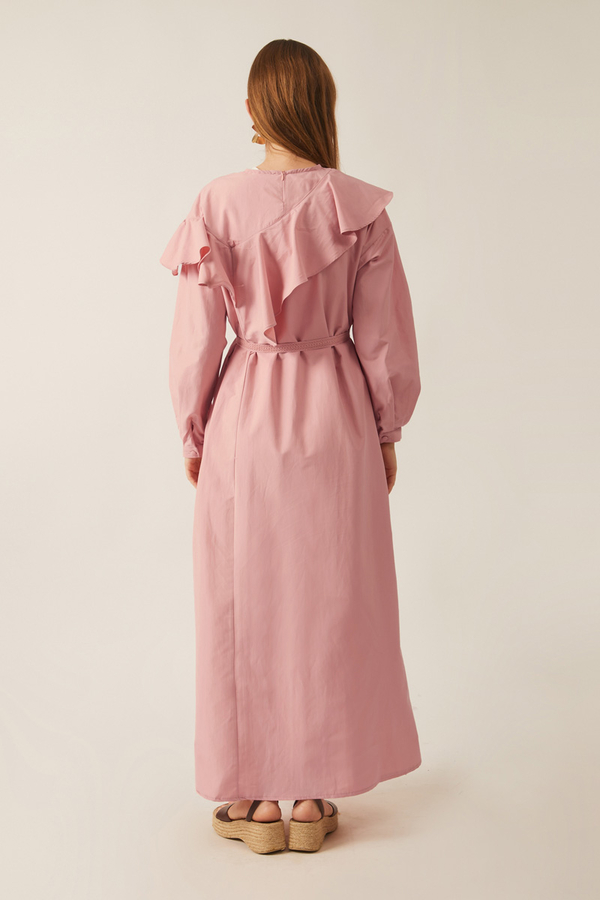 Asymmetric Ruffle Hem Dress Pink - 10