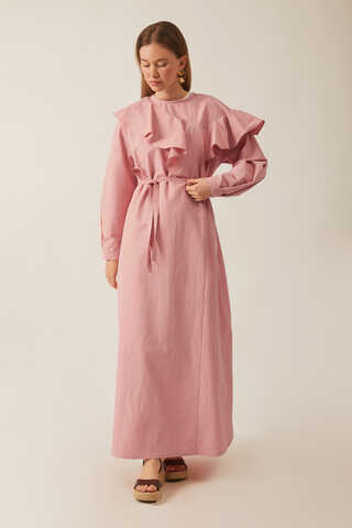 Asymmetric Ruffle Hem Dress Pink - 6