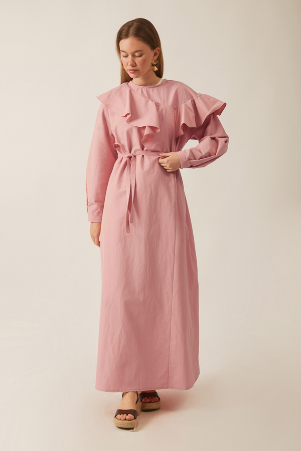 Asymmetric Ruffle Hem Dress Pink - 6