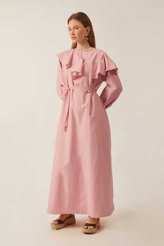 Asymmetric Ruffle Hem Dress Pink - 9