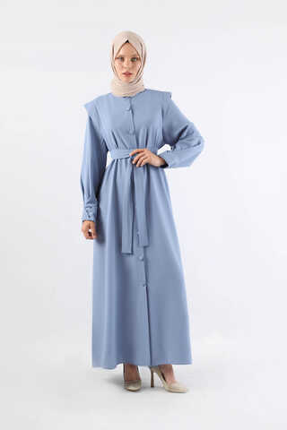 Asymmetrical Detailed Abaya Baby Blue - 1