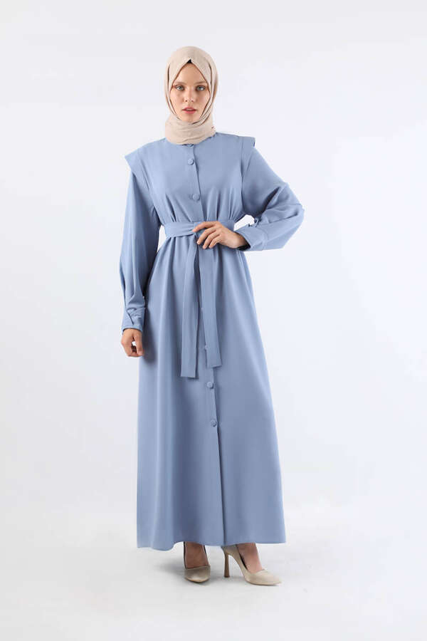 Asymmetrical Detailed Abaya Baby Blue 