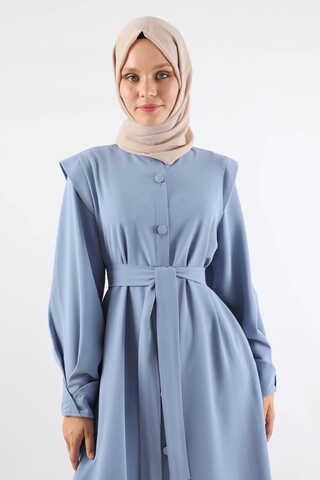 Asymmetrical Detailed Abaya Baby Blue - 2