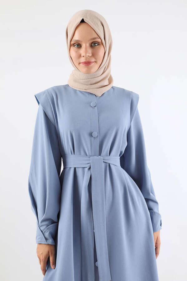 Asymmetrical Detailed Abaya Baby Blue - 2