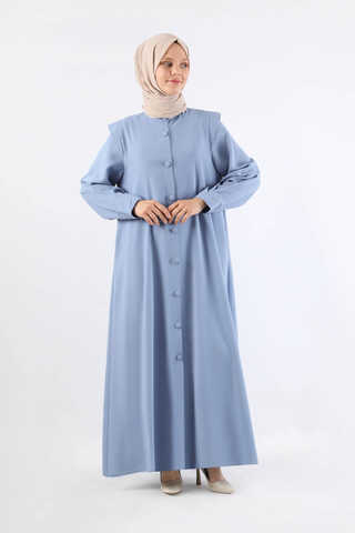 Asymmetrical Detailed Abaya Baby Blue - 3