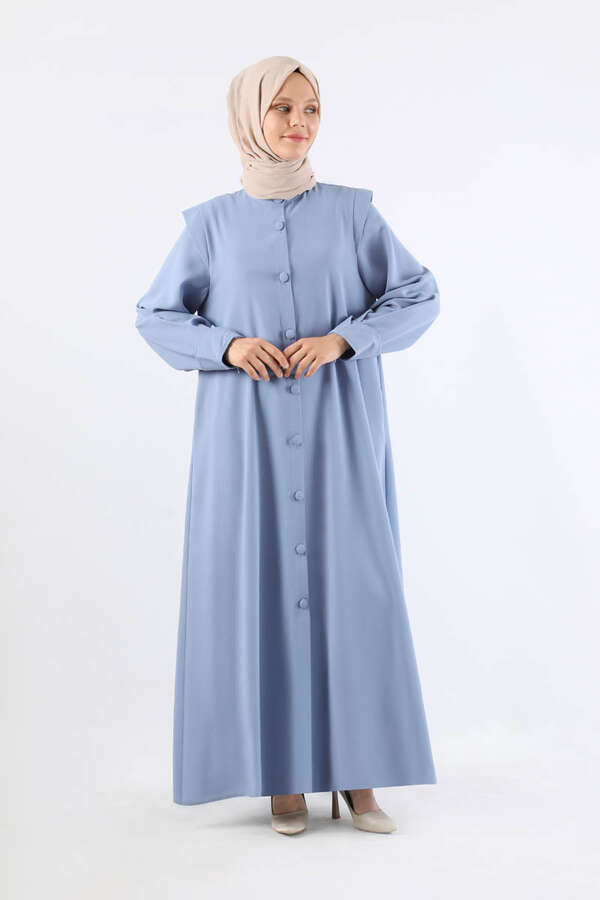 Asymmetrical Detailed Abaya Baby Blue - 3