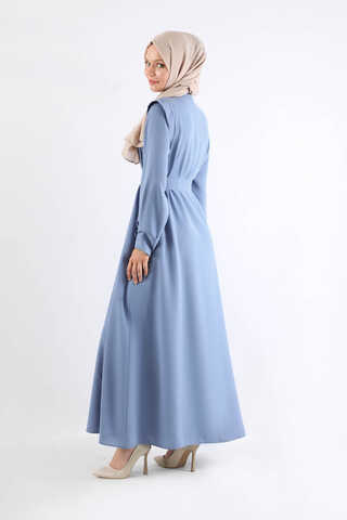 Asymmetrical Detailed Abaya Baby Blue - 5