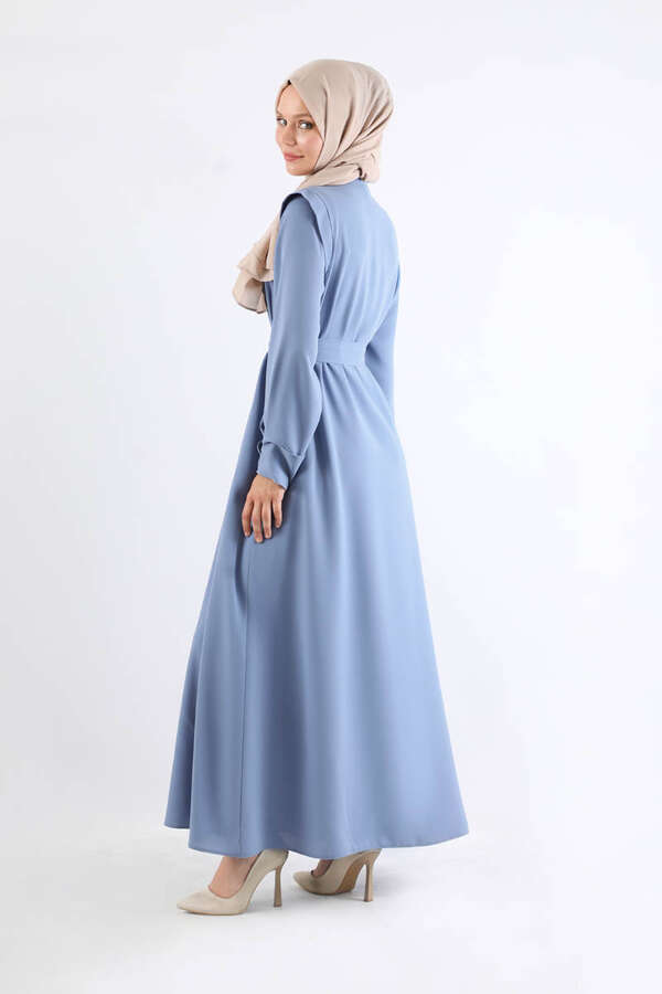 Asymmetrical Detailed Abaya Baby Blue - 5