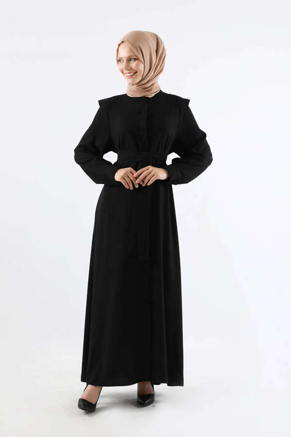 Asymmetrical Detailed Abaya Black 