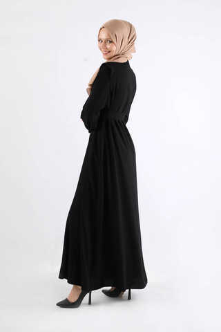 Asymmetrical Detailed Abaya Black - 6