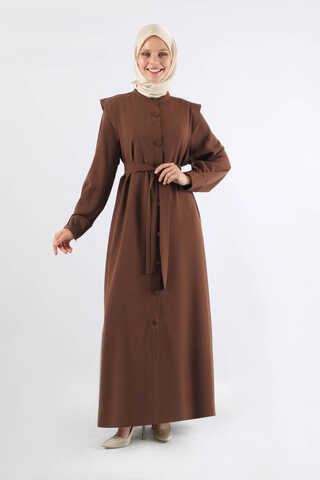 Asymmetrical Detailed Abaya Brown - 1