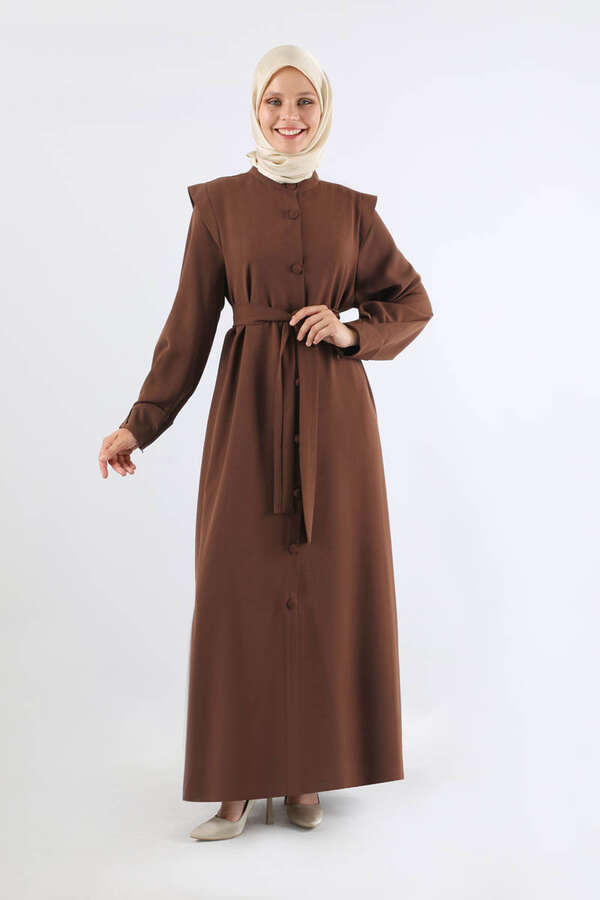 Asymmetrical Detailed Abaya Brown - 1