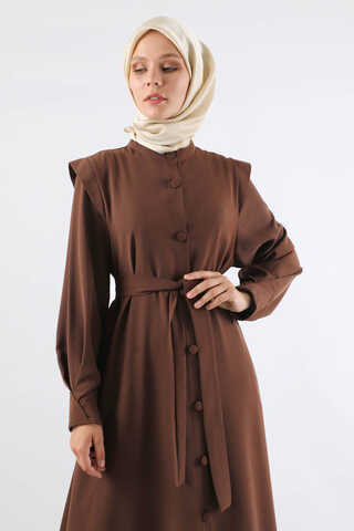 Asymmetrical Detailed Abaya Brown - 2