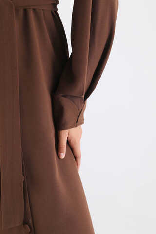 Asymmetrical Detailed Abaya Brown - 3