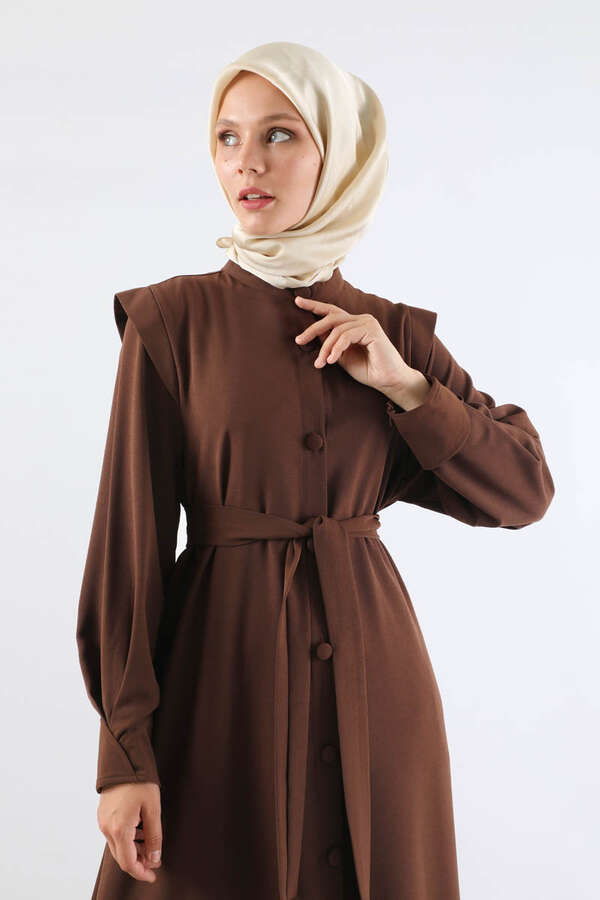 Asymmetrical Detailed Abaya Brown - 4