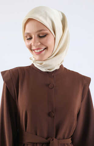 Asymmetrical Detailed Abaya Brown - 5