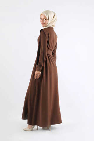 Asymmetrical Detailed Abaya Brown - 6