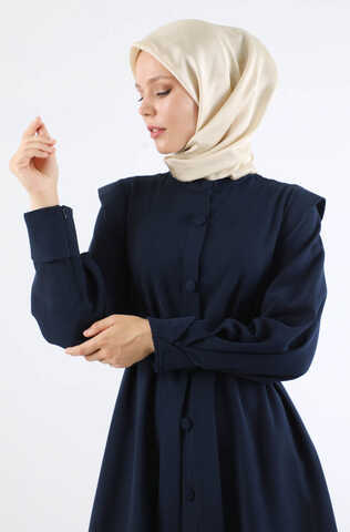Asymmetrical Detailed Abaya Navy Blue - 5