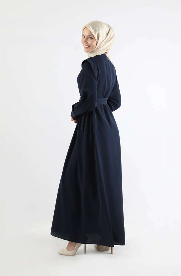 Asymmetrical Detailed Abaya Navy Blue - 6