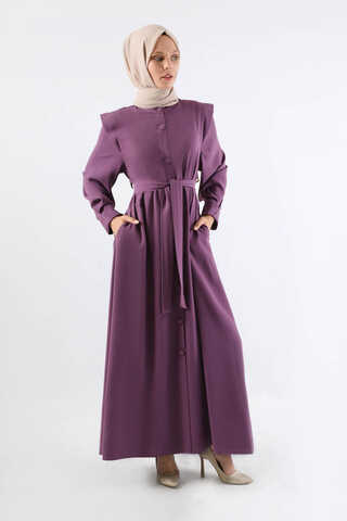 Asymmetrical Detailed Abaya Plum - 1