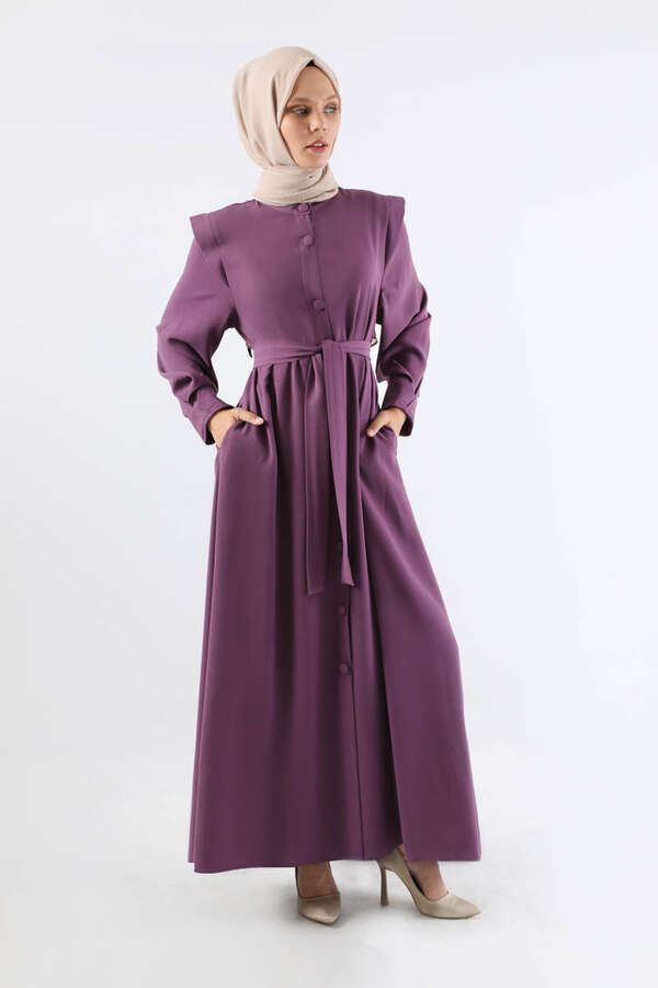 Asymmetrical Detailed Abaya Plum 
