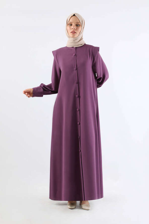 Asymmetrical Detailed Abaya Plum - 3
