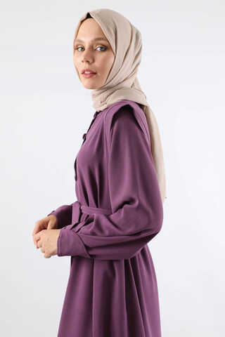 Asymmetrical Detailed Abaya Plum - 5