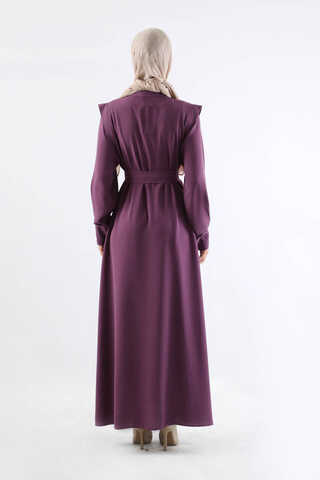 Asymmetrical Detailed Abaya Plum - 6