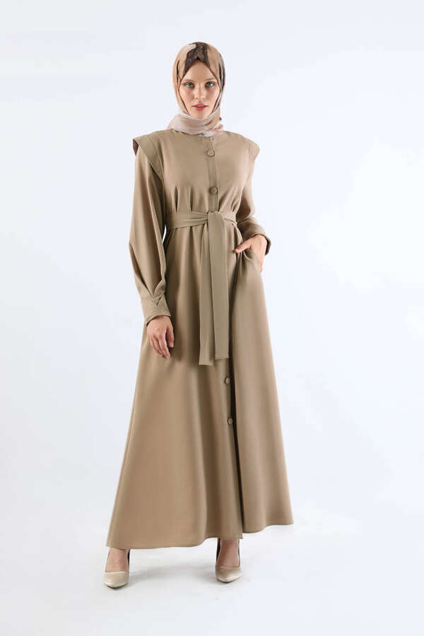 Asymmetrical Detailed Abaya Stone - 3