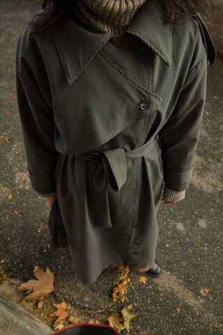 Asymmetrical Drop Shoulder Trenchcoat Anthracite - 1