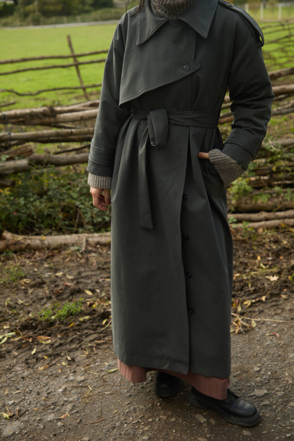 Asymmetrical Drop Shoulder Trenchcoat Anthracite - 2