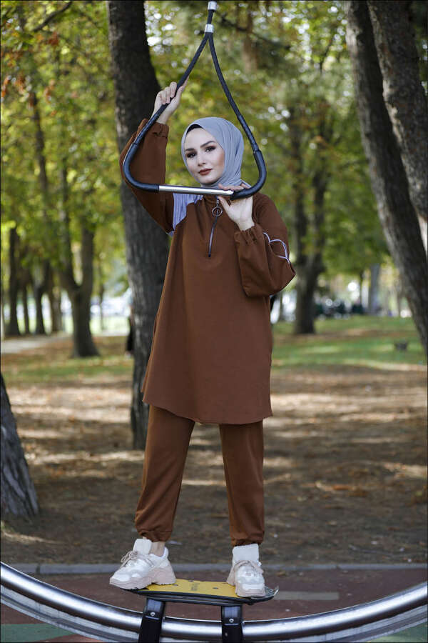 Asymmetrical Tracksuit Tan - 2