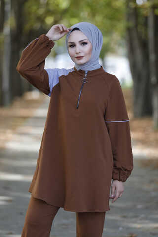 Asymmetrical Tracksuit Tan - 3