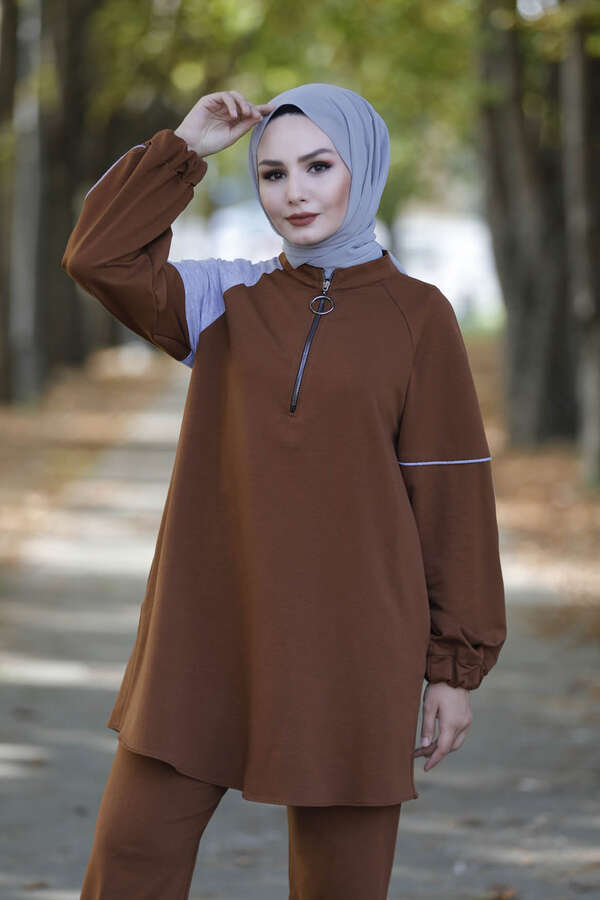 Asymmetrical Tracksuit Tan - 3