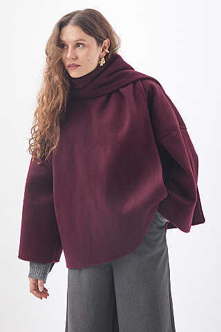Atkılı Kısa Kaban Bordo - 4