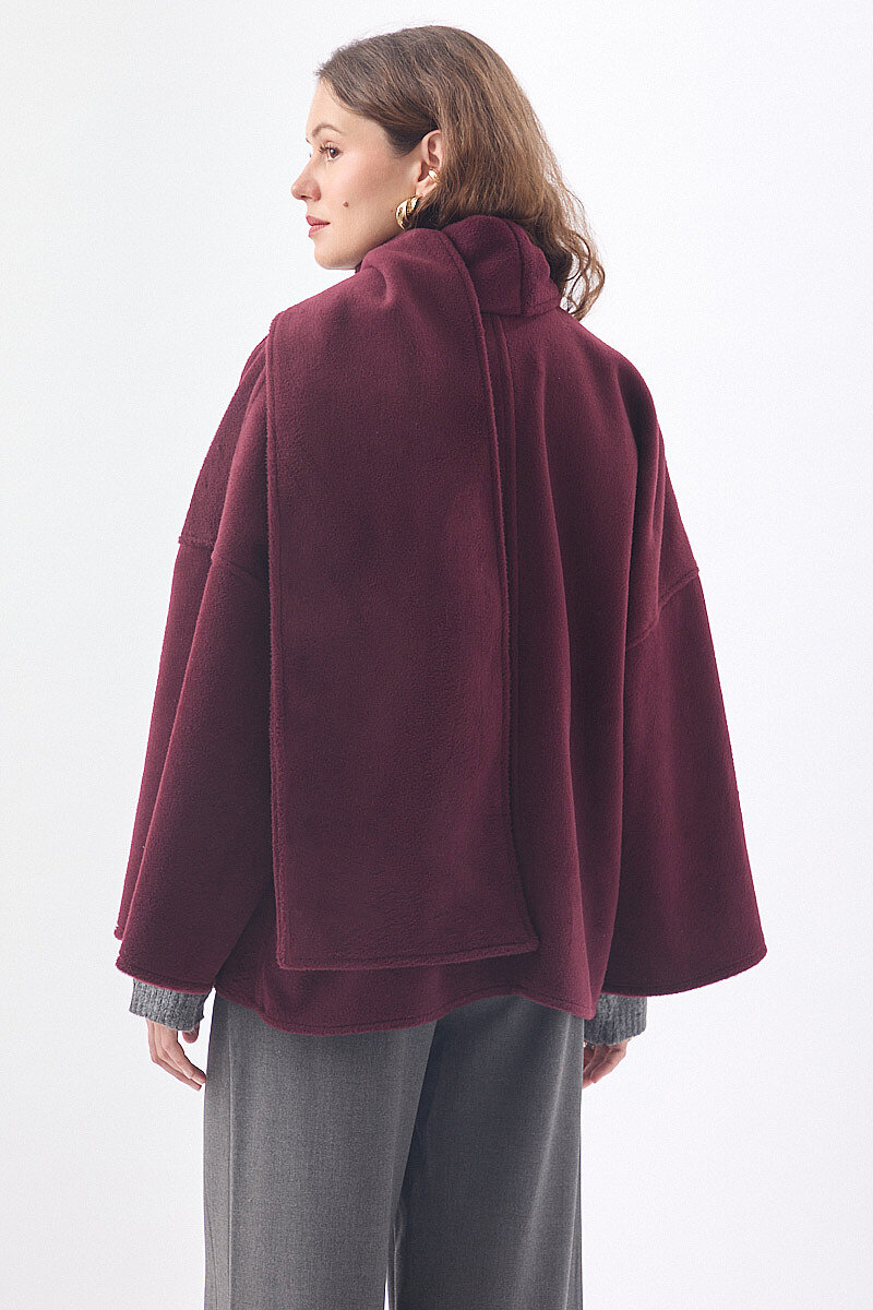 Atkılı Kısa Kaban Bordo - 6