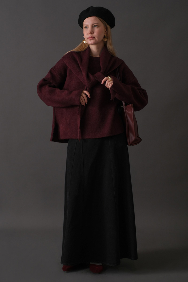 Atkılı Triko Kazak Bordo - 3