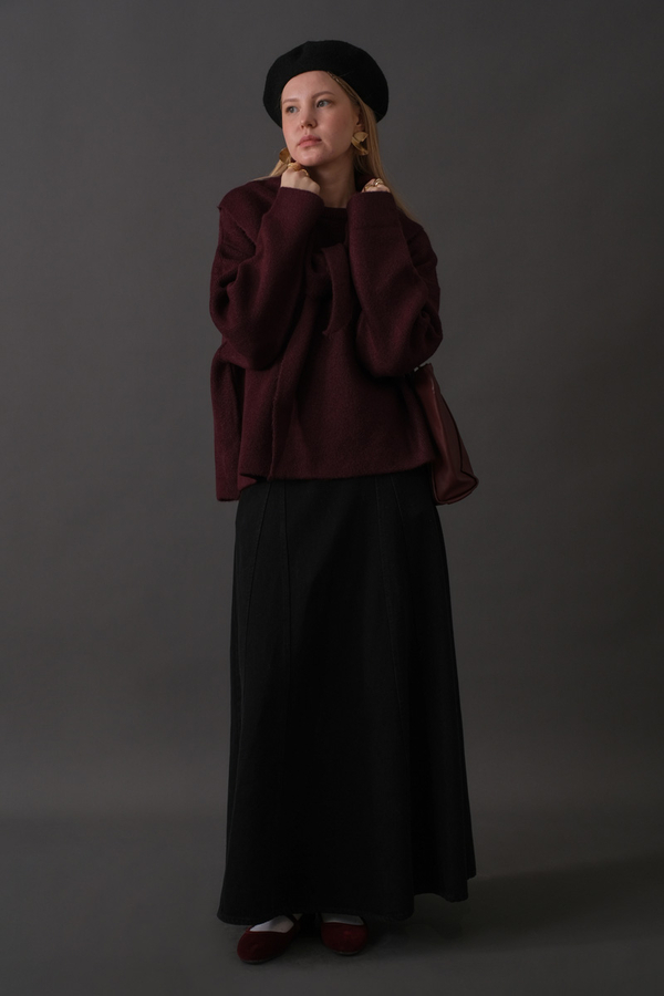 Atkılı Triko Kazak Bordo - 9