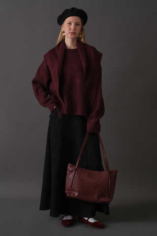 Atkılı Triko Kazak Bordo - 4