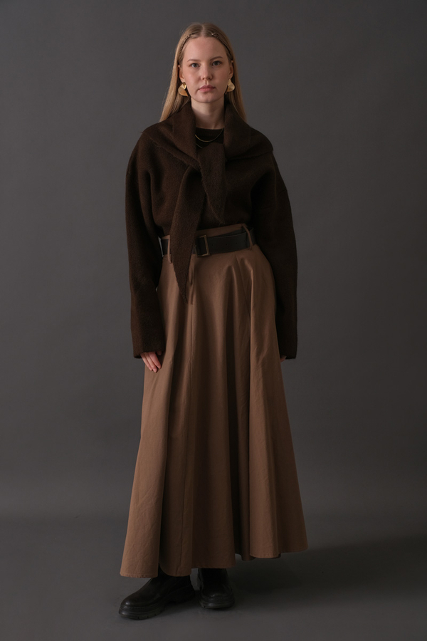 Atkılı Triko Kazak Kahverengi - 1