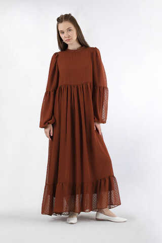 Avril Chiffon Dress Brown - 1
