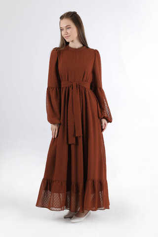 Avril Chiffon Dress Brown - 3